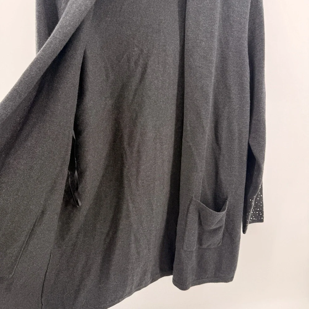 Chico's Cardigan Womens 2/Large Pre-Owned Cardigan Gray Rhinestone Embellished